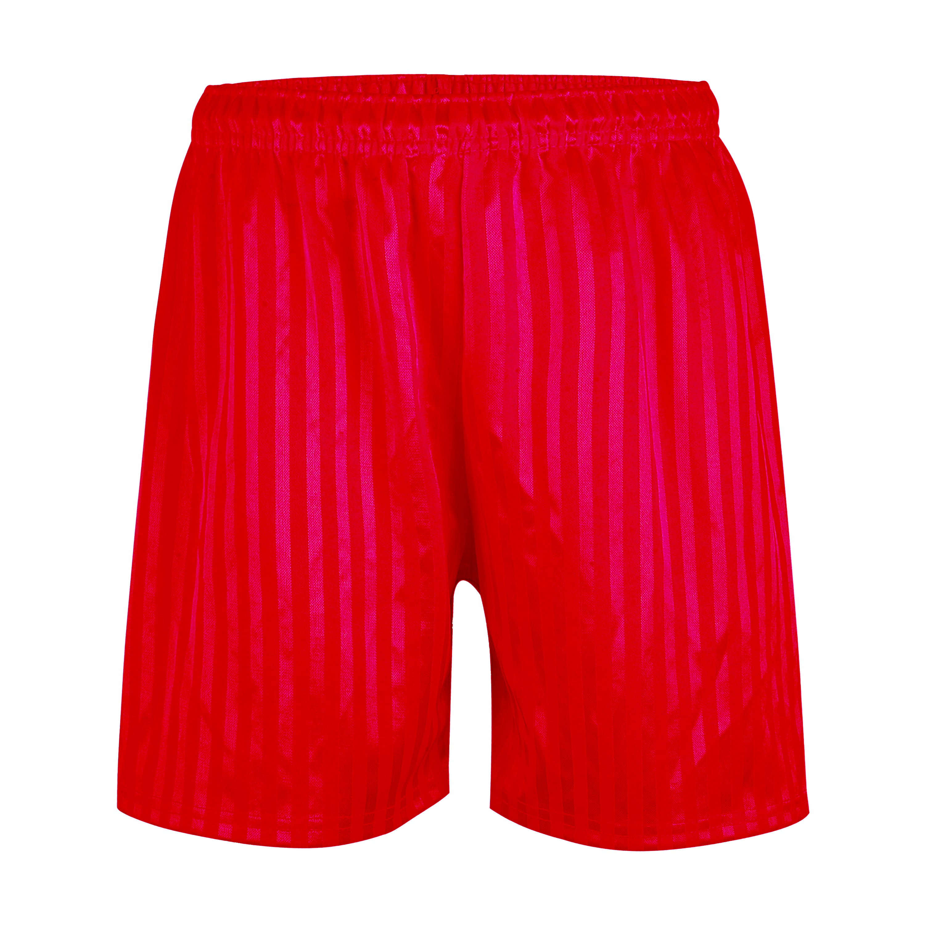 Red kids PE shorts with shadow stripe design